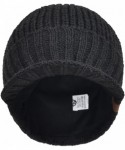 Skullies & Beanies Men's Stylish Knit Visor Brim Beanie Hats Fleece Lined Skull Ski Caps - Dark Gray - CW11VEKC6SL $15.59