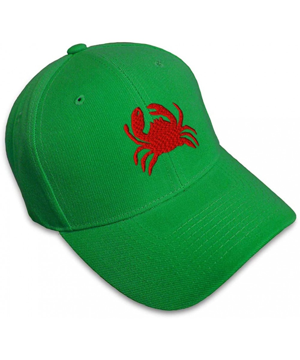 Baseball Caps Custom Baseball Cap Crab Style C Embroidery Acrylic Dad Hats for Men & Women - Kelly Green - CV18SK94G0Y $22.92