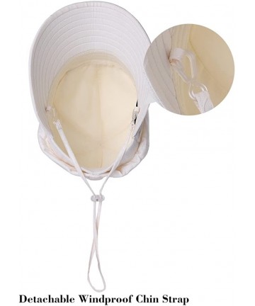 Sun Hats Summer Bill Flap Cap UPF 50+ Cotton Sun Hat with Neck Cover Cord for Women - 99048_black - CW18D4I64LS $22.00