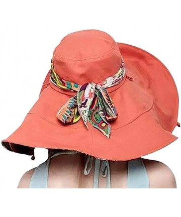 Sun Hats Womens Big Bowknot Brim Straw Wide New Hat Floppy Roll up Beach Cap Sun Hat Folding Beach Cap - O - C418NNY2G4L $20.69
