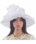 Sun Hats Womens Organza Kentucky Derby Church Party Floral Wide Brim Summer Hat - White - C512FMUAGYN $16.43