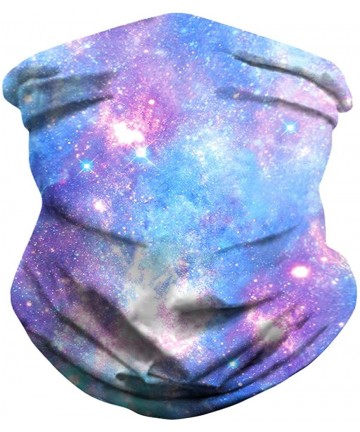 Balaclavas Women's 3D Galaxy Print Multifunctional Headwear Face Mask Headband Neck Gaiter Face Scarf - Galaxy Light Blue - C...