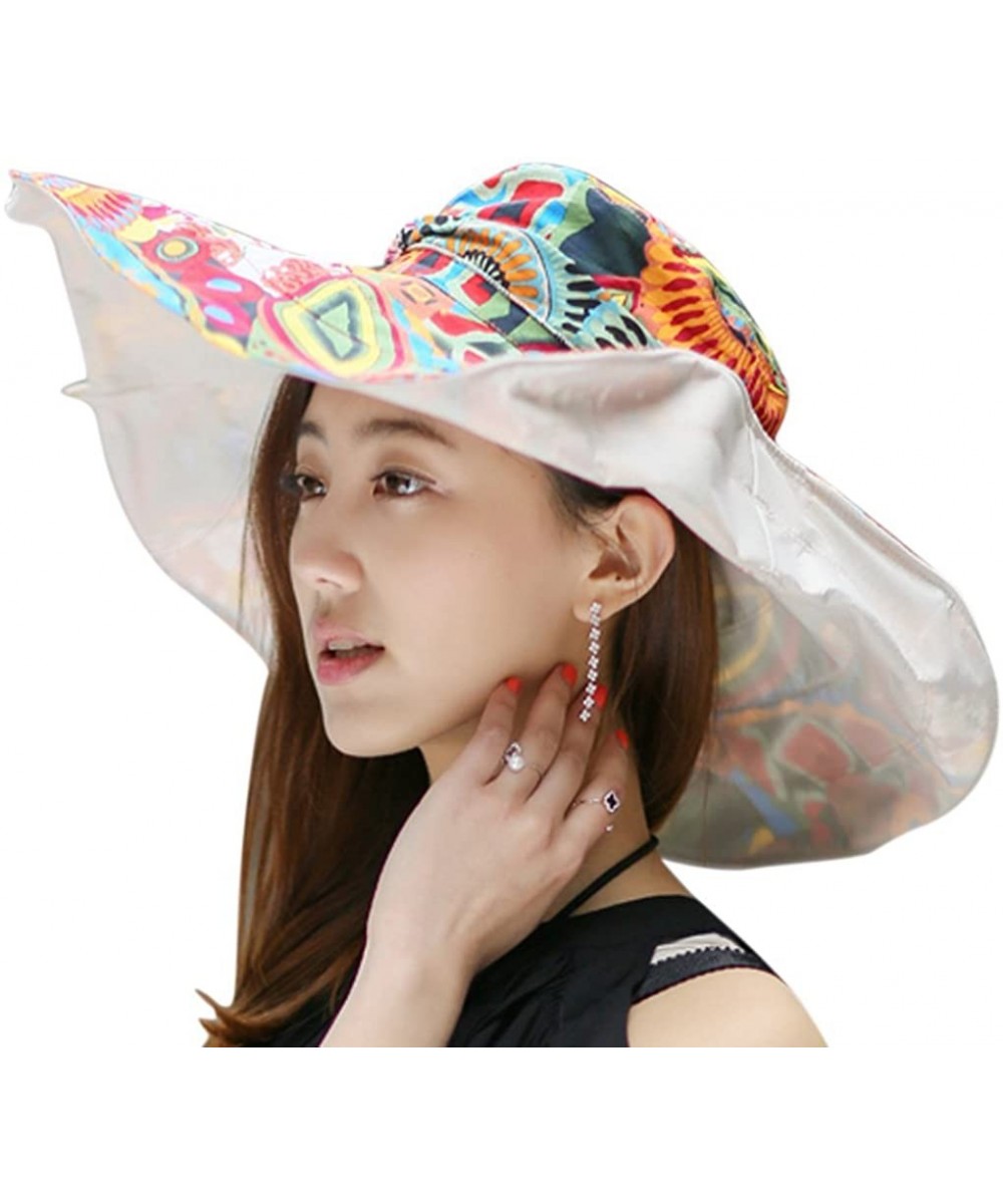 Sun Hats Womens Wide Brim Sun Hat Floppy Canvas Summer Beach Bucket Hat UPF 50+ - Beige - CG12H96BGKH $18.22