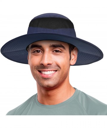 Bucket Hats Breathable Boonie Hat Outdoor UV Sun Protection Water Repellent Hike Garden Hats - Navy - CY18EYMYSK4 $15.51