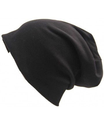Skullies & Beanies Unisex Baggy Lightweight Hip-Hop Soft Cotton Slouchy Stretch Beanie Hat - A Black - CK12NZVGC8S $12.70
