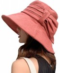 Sun Hats Big Brim Wide Brim Bucket Hats with Rope Hatband Sun Hats Summer Beach Hats - Brown - CO18U8KHZU6 $17.94