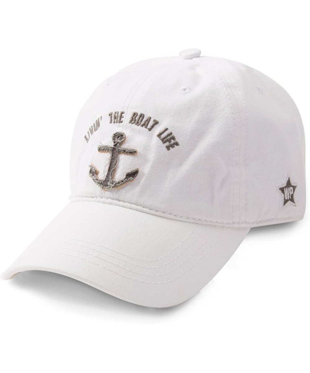 Baseball Caps White Livin The Boat Life- one Size - CZ12O5MGV0H $30.38