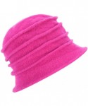Skullies & Beanies 1920s Gatsby Womens Flower Wool Warm Beanie Bow Hat Cap Crushable A287 - Hot Pink - CV1263WXZF7 $20.57
