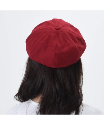 Newsboy Caps Newsboy Hat Wool Felt Simple Gatsby Ivy Cap SL3458 - Red - CS12MYR0U3Y $34.90