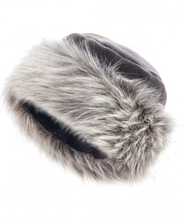 Bomber Hats Faux Fur Trimmed Winter Hat for Women - Classy Russian Hat with Fleece - Grey - Husky Raccoon - CY192L975SA $28.41