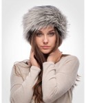 Bomber Hats Faux Fur Trimmed Winter Hat for Women - Classy Russian Hat with Fleece - Grey - Husky Raccoon - CY192L975SA $28.41