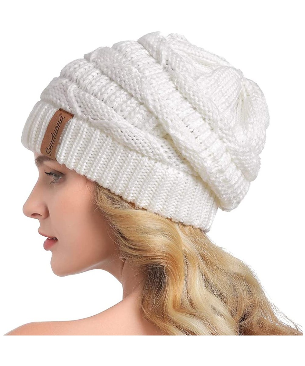Skullies & Beanies Women Slouchy Beanie Winter Baggy Warm Snow Knit Hat Thick Oversized Skull Cap - White - CS18YXA6OU6 $13.93
