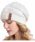 Skullies & Beanies Women Slouchy Beanie Winter Baggy Warm Snow Knit Hat Thick Oversized Skull Cap - White - CS18YXA6OU6 $13.93