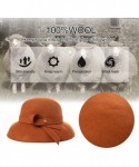 Bucket Hats Women Winter Wool Bucket Hat 1920s Vintage Cloche Bowler Hat with Bow/Flower Accent - Orange00366 - CR18AQNR2SM $...