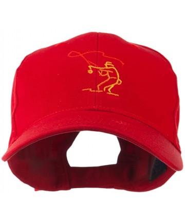 Baseball Caps Fly Fishing Man Outline Embroidered Cap - Red - CF11GI719TH $29.42