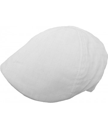 Newsboy Caps 100% Cotton Six Panel Pub Cap Textured Basket Weave Driver Hat - Whtie - CQ183D97QQA $18.23