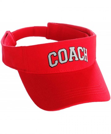 Baseball Caps Classic Sport Team Coach Arched Letters Sun Visor Hat Cap Adjustable Back - Red Hat Black White Letters - CW18H...