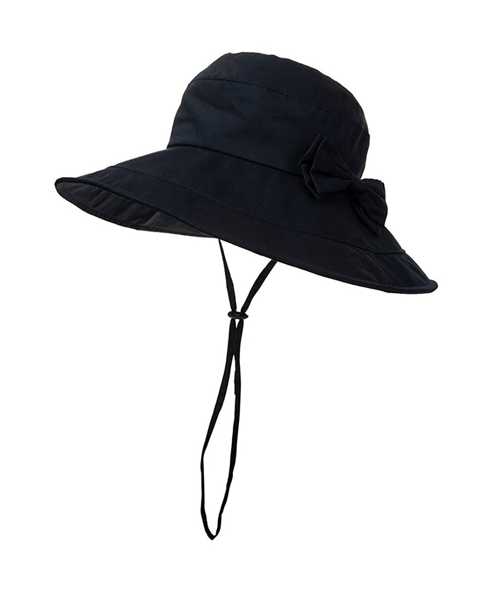 Sun Hats Packable Sun Bucket Uv Ponytail Hat Women Beach Safari Hiking Travel Bonnie 55-61cm - Navy_69038 - CW18SO8SY9W $25.54