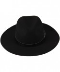 Fedoras Women's Wide Brim Wool Fedora Panama Hat with Belt - Black - CI128RSHWC7 $18.03