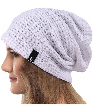 Berets Womens Knit Slouchy Beanie Ribbed Baggy Skull Cap Turban Winter Summer Beret Hat - Comb White - C1198C9TMH0 $25.12