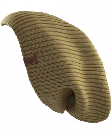 Skullies & Beanies Long Cable Slouchy Beanie Knit Hat 12" - Khaki - CQ11WQKM0XJ $20.59