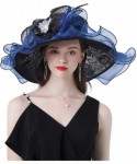 Sun Hats Women Kentucky Derby Church Hat Organza Flower Wide Brim Fascinator Hats for Wedding Tea Party- Dual-use - CH194TNOE...