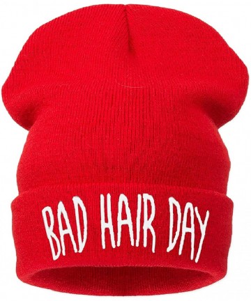 Skullies & Beanies Beanie Hat Women Men Winter Warm Black Bad Hair Day Oversized - Bhd Red - C011HOIO1BH $13.69