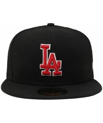 Baseball Caps Men's Fitted Hat Cap Dodgers Black Red - C818CD5WUE2 $49.20