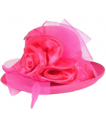 Bucket Hats Women Kentucky Derby Church Dress Cloche Hat Fascinator Floral Tea Party Wedding Bucket Hat S052 - S608-rose - CL...