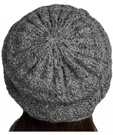 Skullies & Beanies 100% Wool Warm Winter Hat Fleece Inside Women Beanie Pom Pom Skull Snow - Grey Beanie - CY188TDQR0U $23.51