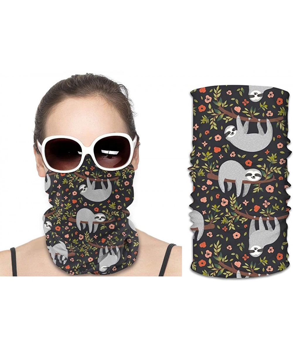 Balaclavas Women's Bandana Tube Neck Gaiter Headwear Face Scarf for Dust Wind Sun Protection - Sloth - Black - CR198GS2EM5 $1...