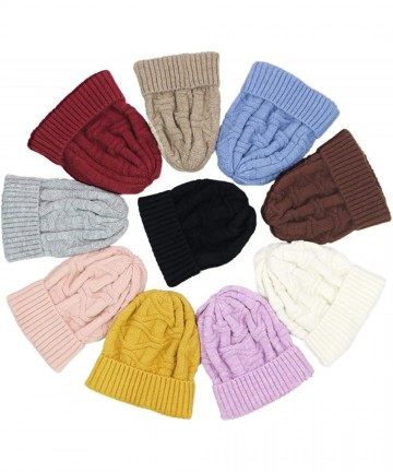 Skullies & Beanies Winter Warm Knitted Beanie Hats Slouchy Skull Cap Velvet Lined Touch Screen Gloves for Men Women - Coffee ...