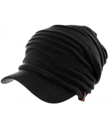 Skullies & Beanies Wool Visor Beanie for Men Winter Knit Hat Scarf Sets Neck Mask - 89242ablack - CA18AGKLRNL $44.84