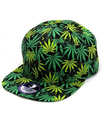 Baseball Caps Marijuana Weed Leaf Cannabis Snapback Hat Cap - All Over Green - CH121QXYI7H $19.84