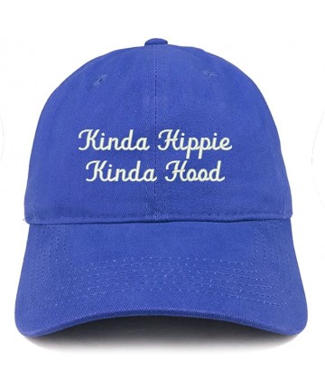 Baseball Caps Kinda Hippie Kinda Hood Embroidered Brushed Cotton Cap - Royal - CH188TGDMZ3 $36.03