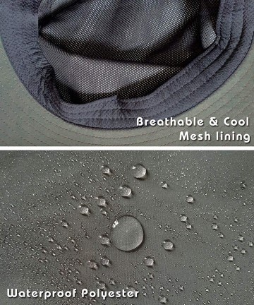 Sun Hats Waterproof Bucket Hats for Men Plain Color Outdoor Fisherman Sun Caps - Deeparmygreen - CU18RWYG38Y $19.16