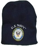 Skullies & Beanies 8" UNITED STATES NAVY OFFICIAL BLUE EMBROIDERED BEANIE HAT cap skull usa - CC12O45QMGC $14.50