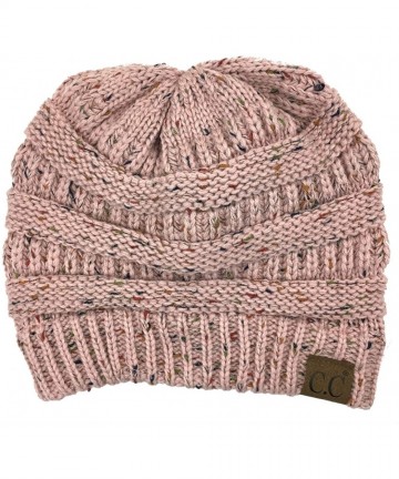 Skullies & Beanies Soft Stretch Chunky Cable Knit Slouchy Beanie Hat - Indi Pink Confetti - CD189Q3ZLH7 $16.89