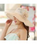 Sun Hats Womens Kentucky Derby Hats Summer Anti-UV Lace Flounce Sun Hats Wide Brim - Beige - CS12O6MA6E4 $36.13
