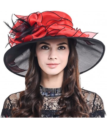 Sun Hats Women's Kentucky Derby Dress Tea Party Church Wedding Hat S609-A - S603-red - C418CL3WHHC $37.40