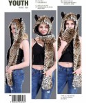 Bomber Hats Animal Hood Faux Fur Hat with Scarfs Mittens Ears and Paws 3 in 1 Soft Warm Winter Headwear - Small Leopard - C71...