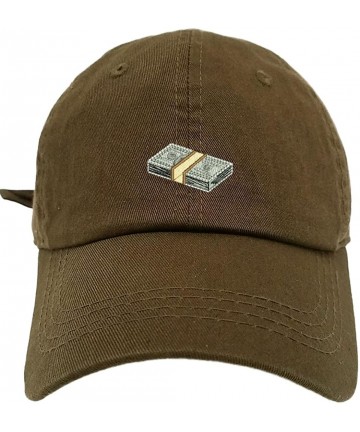 Baseball Caps Money Style Dad Hat Washed Cotton Polo Baseball Cap - Olive - CF187QSLGD7 $15.00