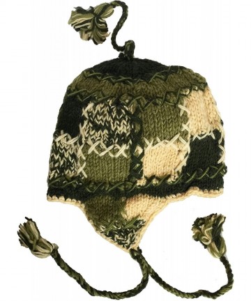 Skullies & Beanies Womens/Youth Wool Chullo Fleece Lined Ski Hat Toque Ear Flaps Knit Nepal Sherpa Peruvian Beanie - V-1 - CT...