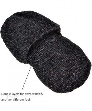 Skullies & Beanies Unisex Trendy Double Layers Reversible Warm Oversized Cable Knit Slouchy Beanie - Black 1 - CD187Q4TR67 $2...