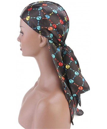 Skullies & Beanies Print Silky Durags Turban Silk Du Rag Waves Caps Headwear Do Doo Rag for Women Men - Tjm-05k-4 - CD18LNT28...