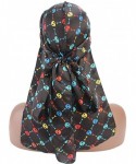 Skullies & Beanies Print Silky Durags Turban Silk Du Rag Waves Caps Headwear Do Doo Rag for Women Men - Tjm-05k-4 - CD18LNT28...