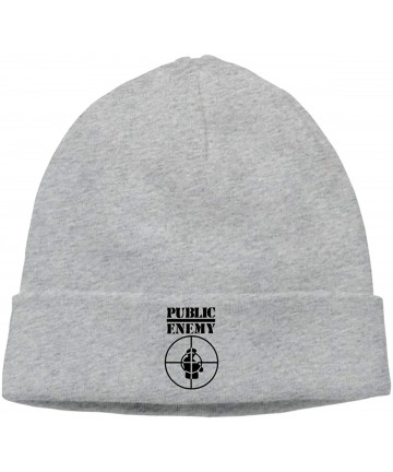 Skullies & Beanies Mens & Womens Public Enemy Skull Beanie Hats Winter Knitted Caps Soft Warm Ski Hat Gray - Gray - CV18KA227...