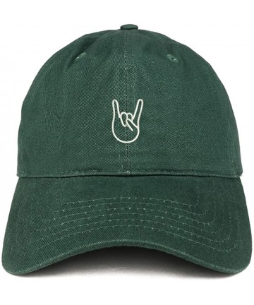 Baseball Caps Rock On Embroidered Dad Hat Adjustable Cotton Baseball Cap - Hunter - CW185HN252C $38.85