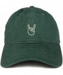 Baseball Caps Rock On Embroidered Dad Hat Adjustable Cotton Baseball Cap - Hunter - CW185HN252C $23.13