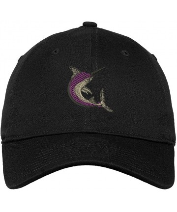 Baseball Caps Custom Soft Baseball Cap Swordfish Embroidery Dad Hats for Men & Women - Black - C618SENCQ7T $23.72